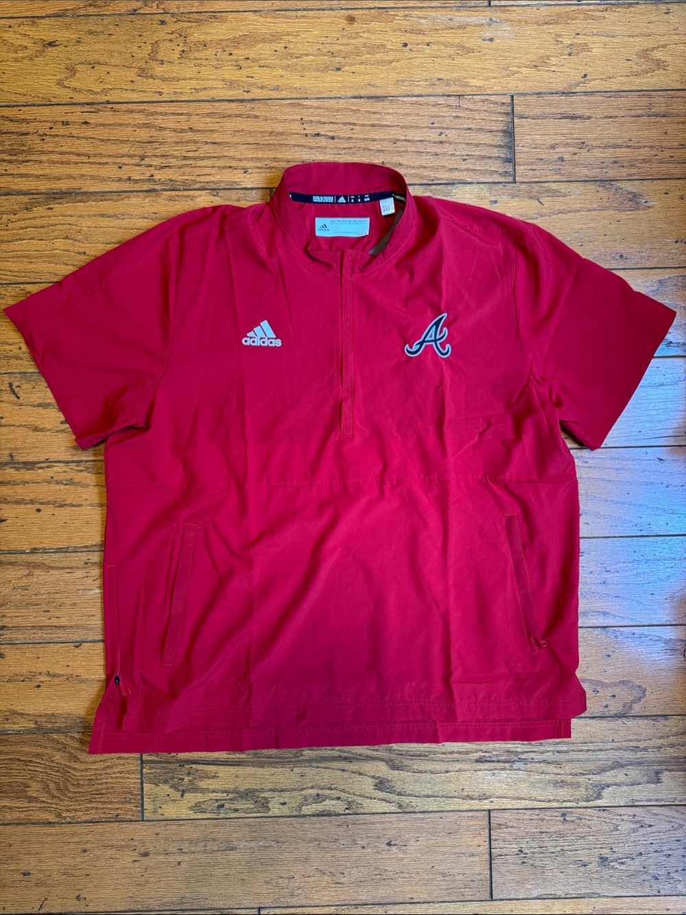 Adidas Red Atlanta Braves Short-Sleeve Half-Zip Jacket